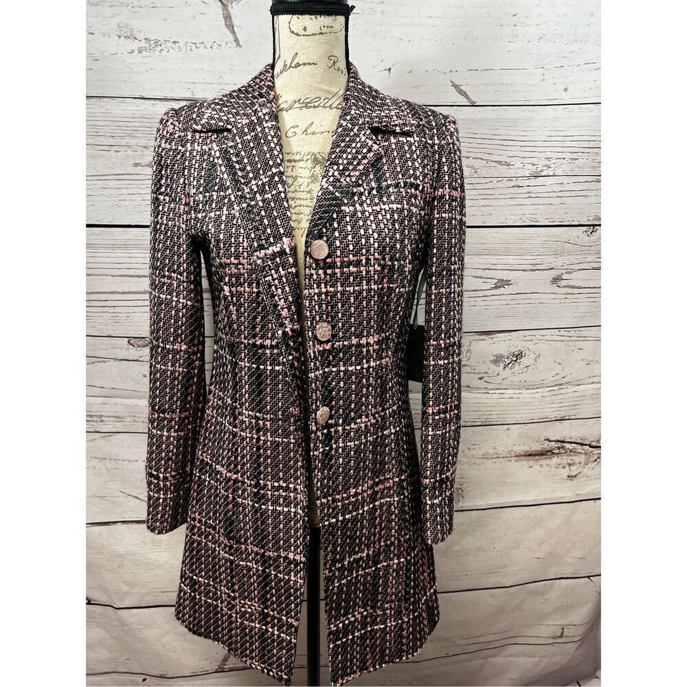Carol Ann Collection by Simply Marcella size small black and pink pea coat tweed
